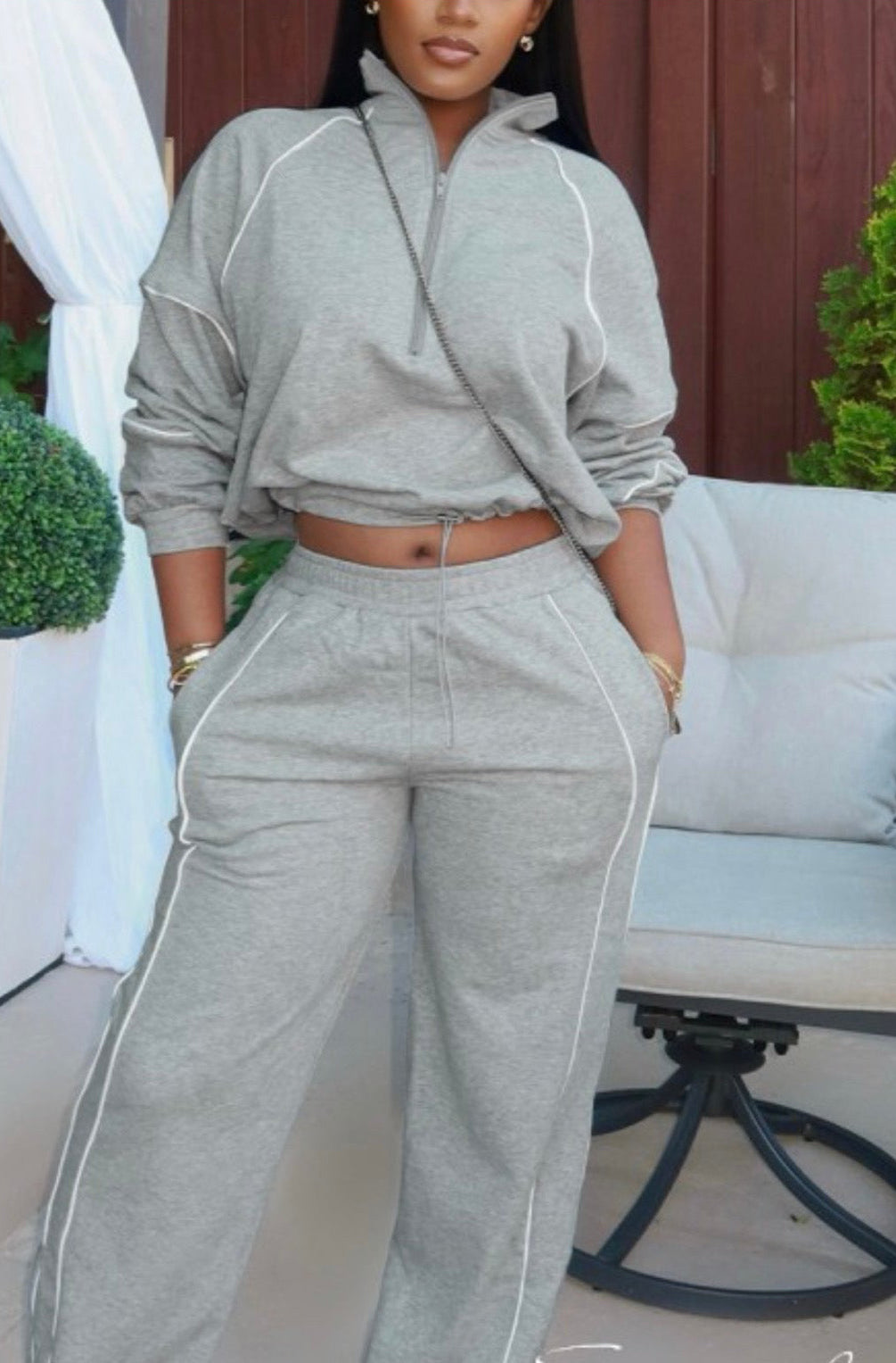 Gray Perfect Line up 2pc set (Plus Size)